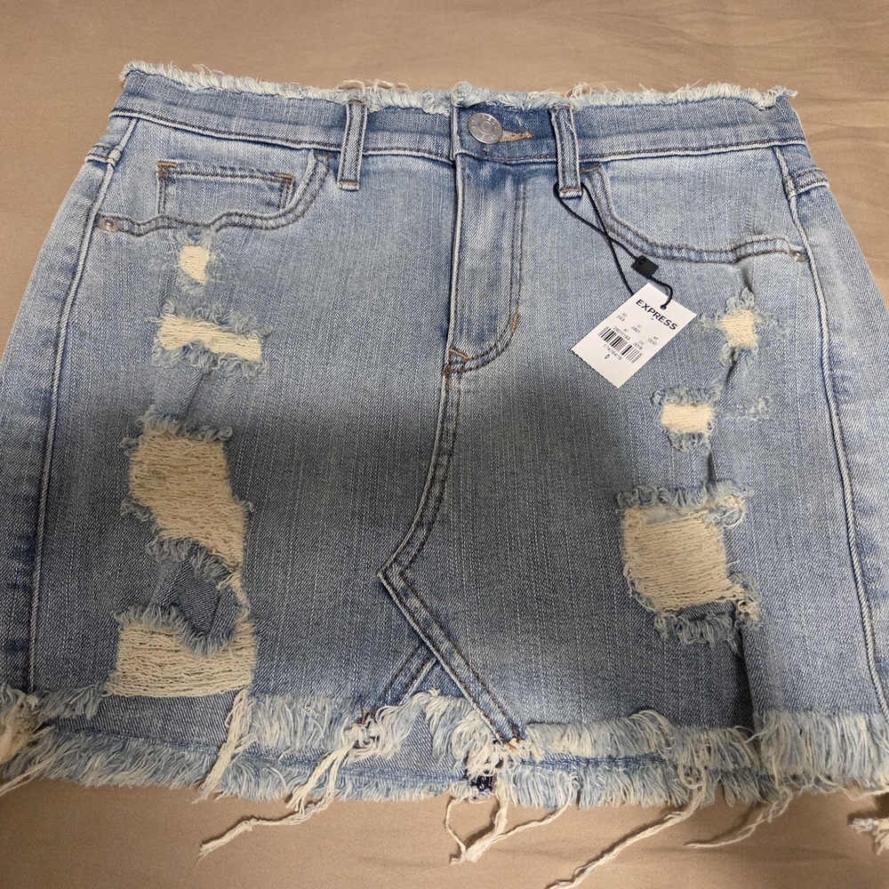 Express Blue Asymmetrical Mini Skirt Casual